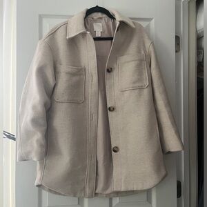 H&M White Oversized Shirt Jacket